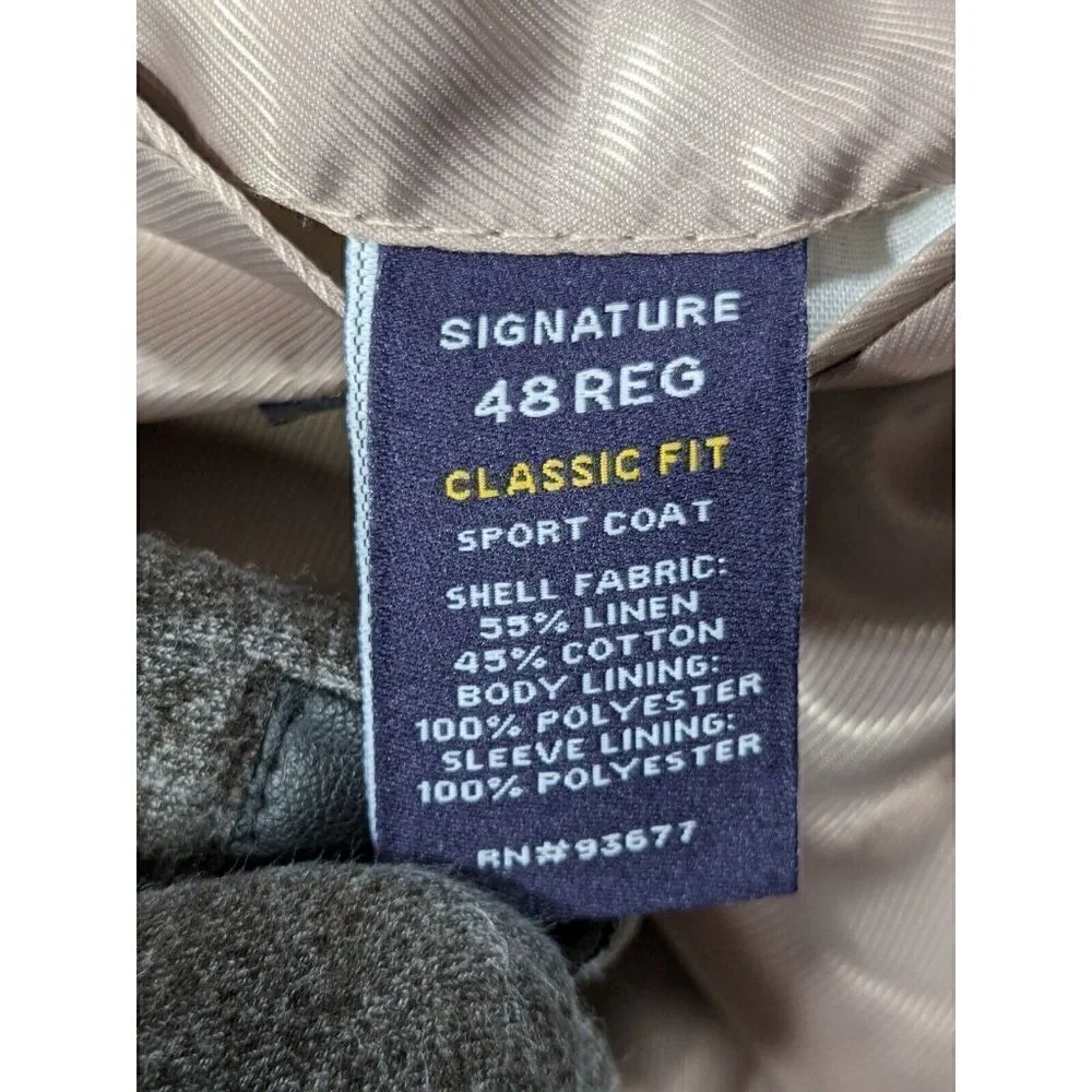 Stafford Sport Coat Mens 48 Regular Signature Linen Cotton Classic Fit Beige